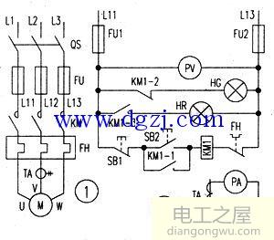 電動機(jī)直接啟動一次電路和二次電路圖