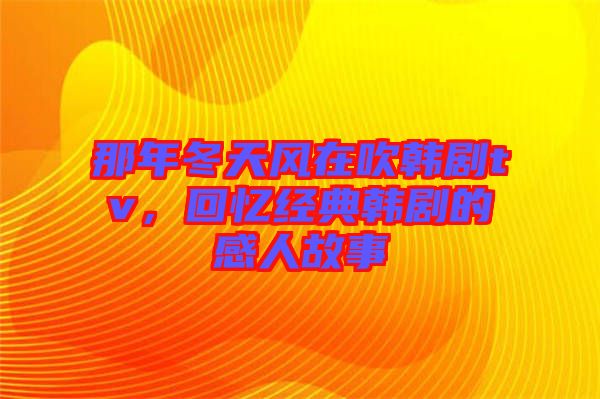 那年冬天風在吹韓劇tv，回憶經(jīng)典韓劇的感人故事