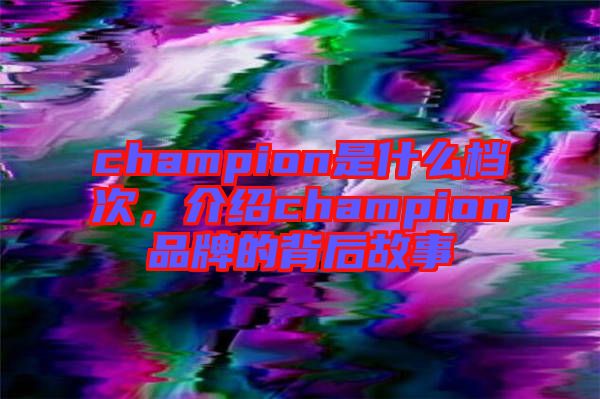 champion是什么檔次，介紹champion品牌的背后故事