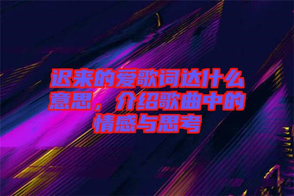 遲來的愛歌詞達(dá)什么意思，介紹歌曲中的情感與思考