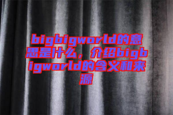 bigbigworld的意思是什么，介紹bigbigworld的含義和來源