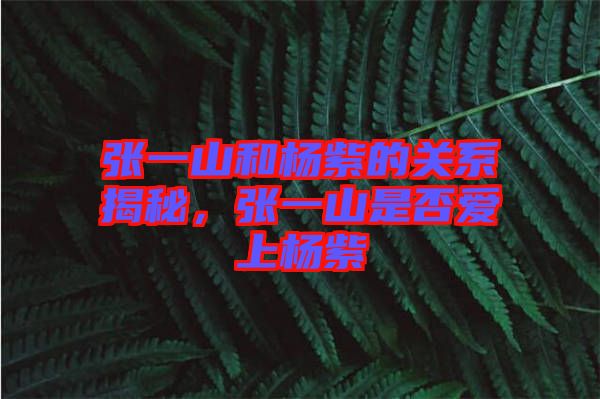 張一山和楊紫的關系揭秘，張一山是否愛上楊紫