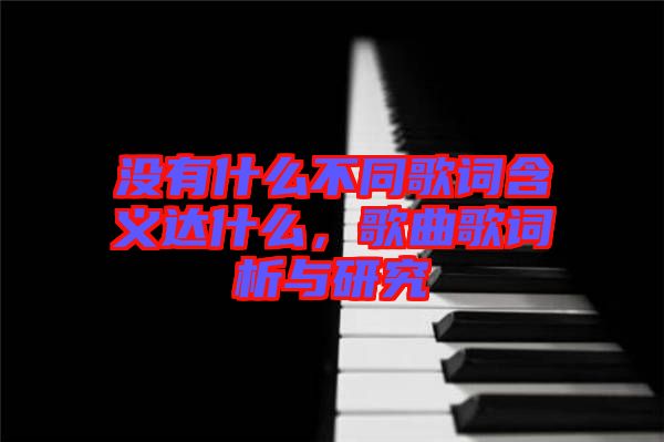 沒有什么不同歌詞含義達(dá)什么，歌曲歌詞析與研究