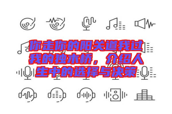 你走你的陽關(guān)道我過我的獨木橋，介紹人生中的選擇與決策