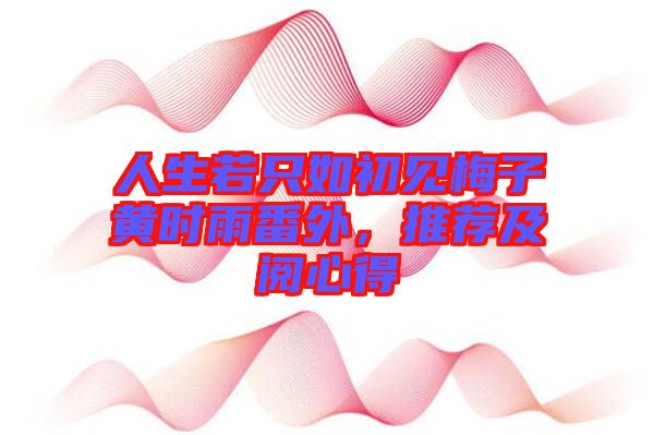 人生若只如初見梅子黃時雨番外，推薦及閱心得