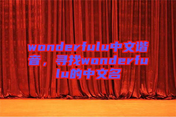 wonderfulu中文諧音，尋找wonderfulu的中文名