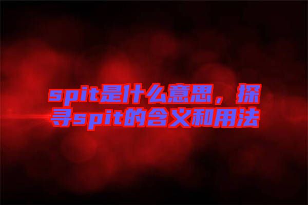 spit是什么意思，探尋spit的含義和用法