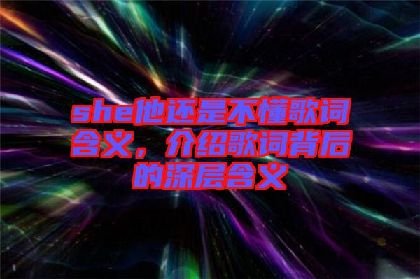 she他還是不懂歌詞含義，介紹歌詞背后的深層含義