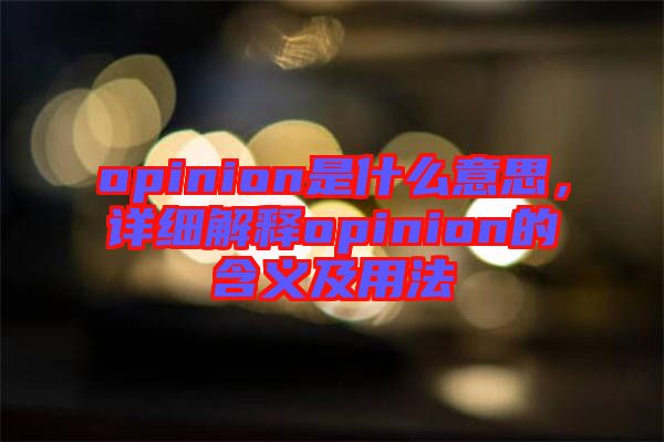 opinion是什么意思，詳細解釋opinion的含義及用法