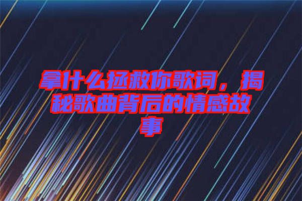 拿什么拯救你歌詞，揭秘歌曲背后的情感故事