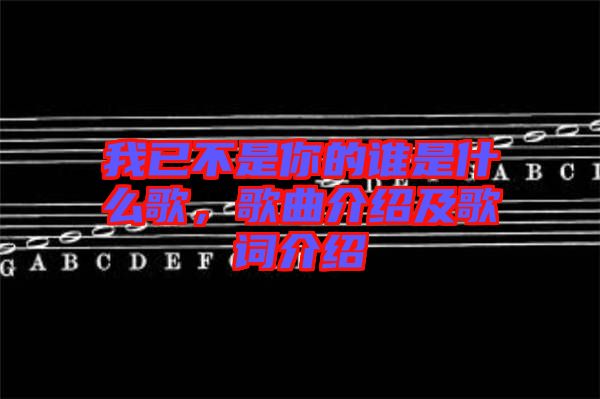 我已不是你的誰是什么歌，歌曲介紹及歌詞介紹