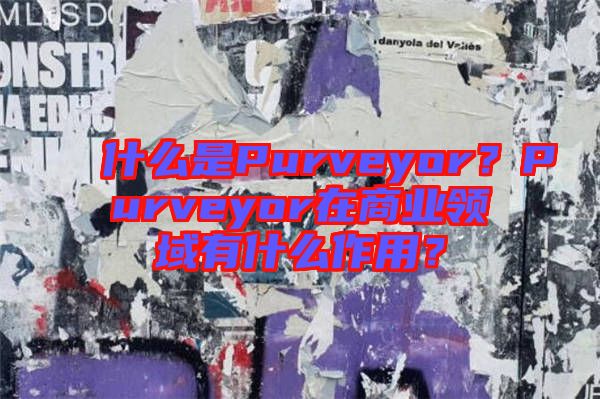 什么是Purveyor？Purveyor在商業(yè)領域有什么作用？