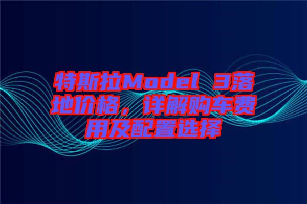 特斯拉Model 3落地價格，詳解購車費用及配置選擇