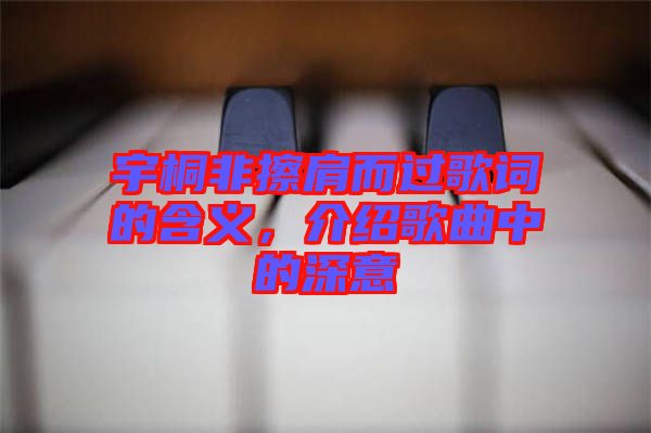 宇桐非擦肩而過歌詞的含義，介紹歌曲中的深意