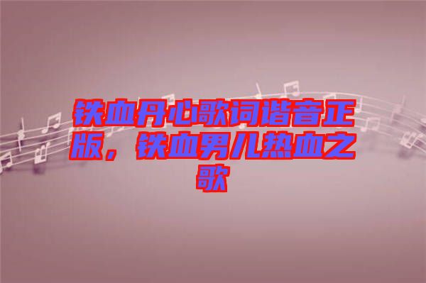 鐵血丹心歌詞諧音正版，鐵血男兒熱血之歌