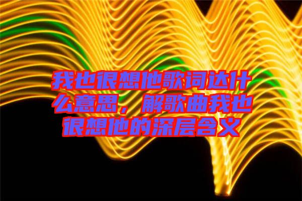 我也很想他歌詞達什么意思，解歌曲我也很想他的深層含義