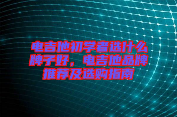 電吉他初學者選什么牌子好，電吉他品牌推薦及選購指南