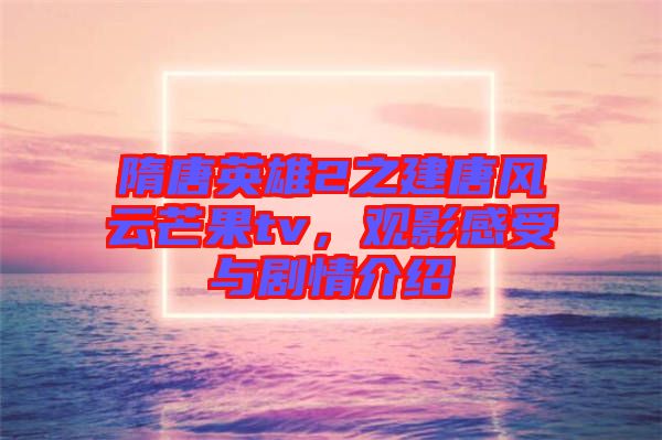 隋唐英雄2之建唐風(fēng)云芒果tv，觀影感受與劇情介紹