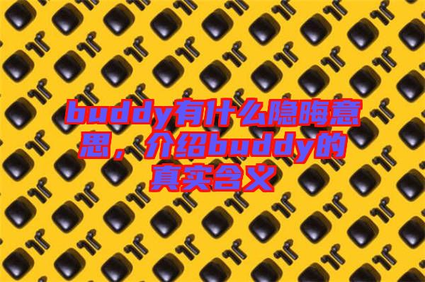 buddy有什么隱晦意思，介紹buddy的真實(shí)含義