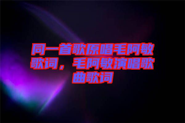 同一首歌原唱毛阿敏歌詞，毛阿敏演唱歌曲歌詞