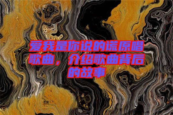 愛我是你說的謊原唱歌曲，介紹歌曲背后的故事