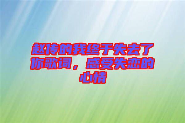 趙傳的我終于失去了你歌詞，感受失戀的心情