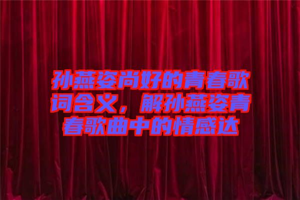 孫燕姿尚好的青春歌詞含義，解孫燕姿青春歌曲中的情感達