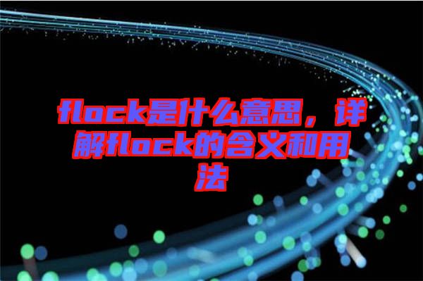 flock是什么意思，詳解flock的含義和用法