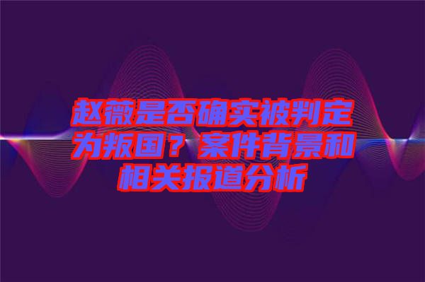 趙薇是否確實(shí)被判定為叛國？案件背景和相關(guān)報(bào)道分析