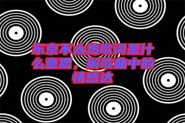 東京不太熱歌詞是什么意思，解歌曲中的情感達