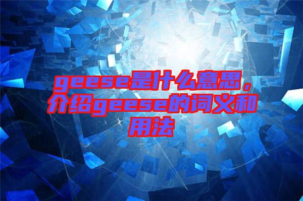 geese是什么意思，介紹geese的詞義和用法