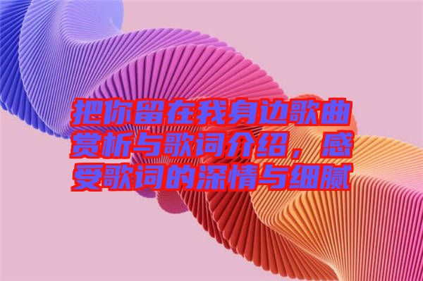 把你留在我身邊歌曲賞析與歌詞介紹，感受歌詞的深情與細膩