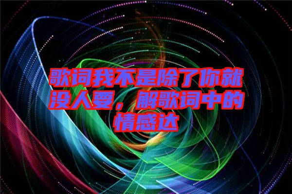 歌詞我不是除了你就沒人要，解歌詞中的情感達