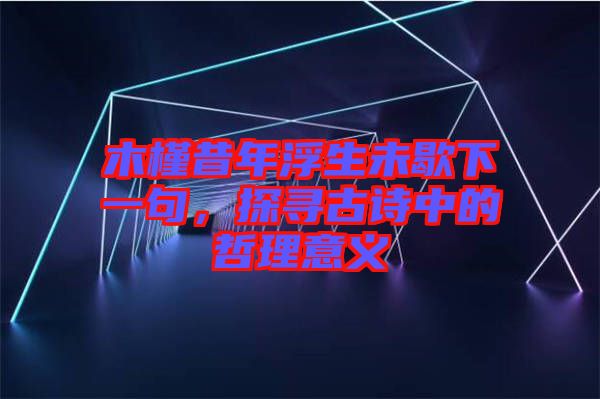 木槿昔年浮生未歇下一句，探尋古詩中的哲理意義