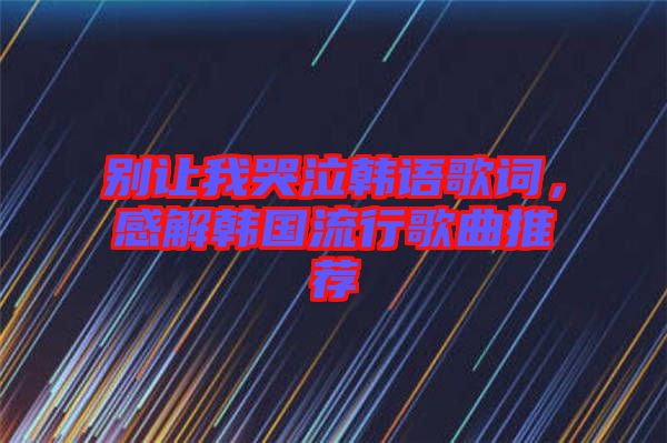 別讓我哭泣韓語(yǔ)歌詞，感解韓國(guó)流行歌曲推薦