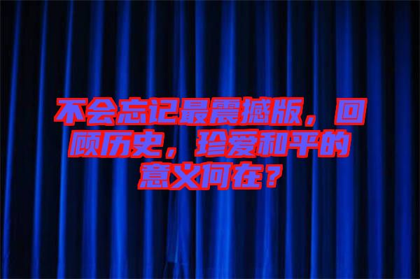 不會忘記最震撼版，回顧歷史，珍愛和平的意義何在？