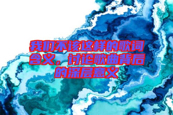 我們不該這樣的歌詞含義，討論歌曲背后的深層意義