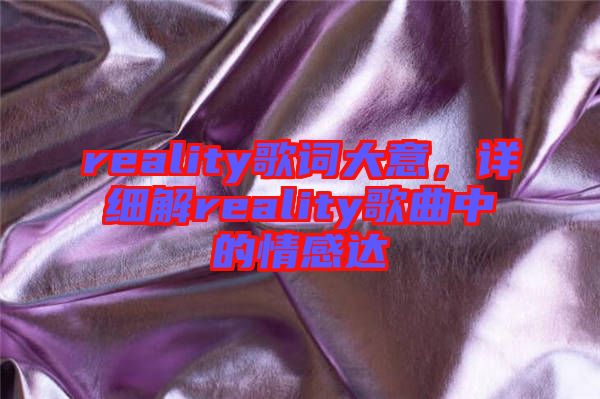 reality歌詞大意，詳細(xì)解reality歌曲中的情感達(dá)