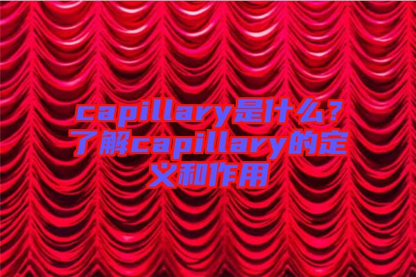 capillary是什么？了解capillary的定義和作用