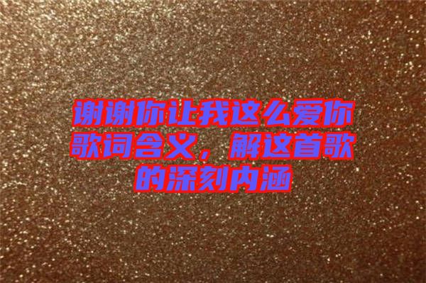 謝謝你讓我這么愛你歌詞含義，解這首歌的深刻內(nèi)涵