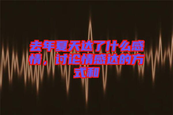 去年夏天達(dá)了什么感情，討論情感達(dá)的方式和