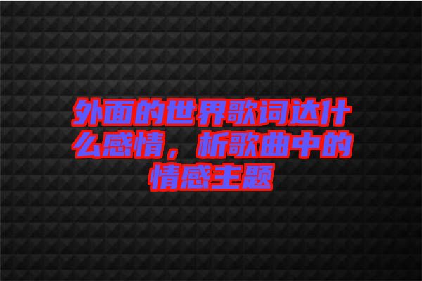 外面的世界歌詞達什么感情，析歌曲中的情感主題