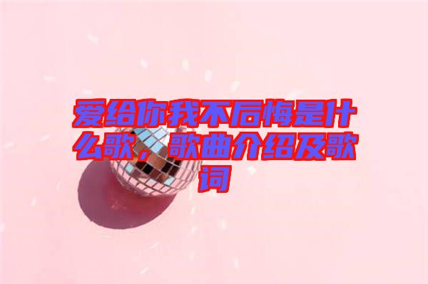 愛給你我不后悔是什么歌，歌曲介紹及歌詞