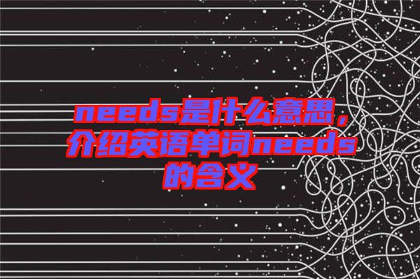 needs是什么意思，介紹英語單詞needs的含義