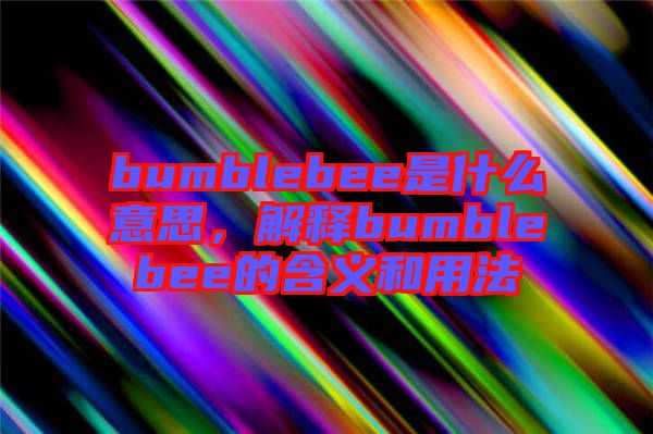 bumblebee是什么意思，解釋bumblebee的含義和用法