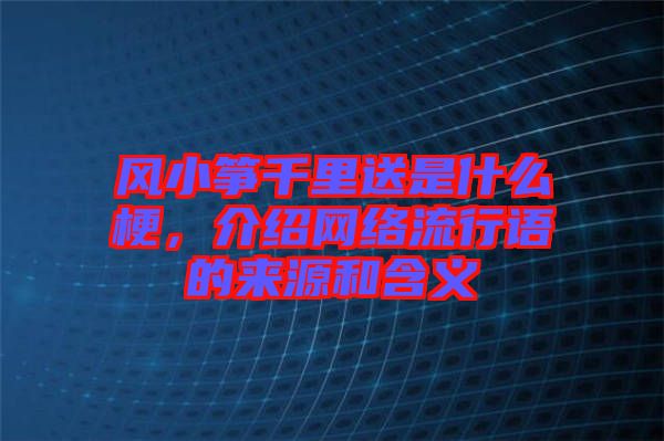 風(fēng)小箏千里送是什么梗，介紹網(wǎng)絡(luò)流行語的來源和含義