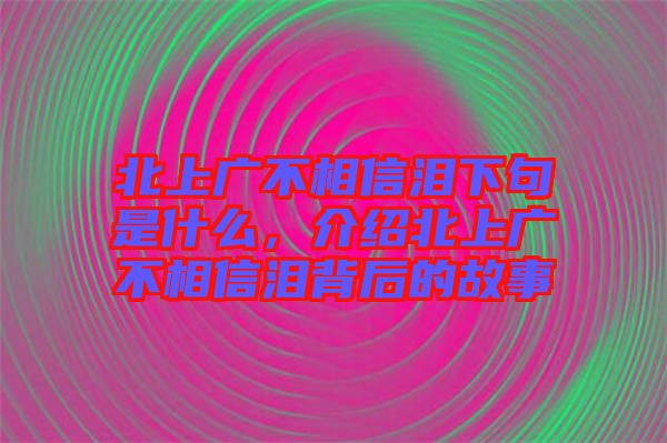 北上廣不相信淚下句是什么，介紹北上廣不相信淚背后的故事