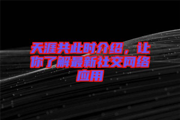 天涯共此時(shí)介紹，讓你了解最新社交網(wǎng)絡(luò)應(yīng)用