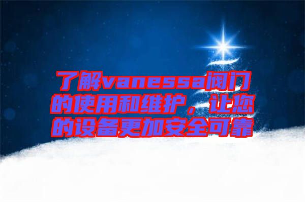 了解vanessa閥門的使用和維護(hù)，讓您的設(shè)備更加安全可靠