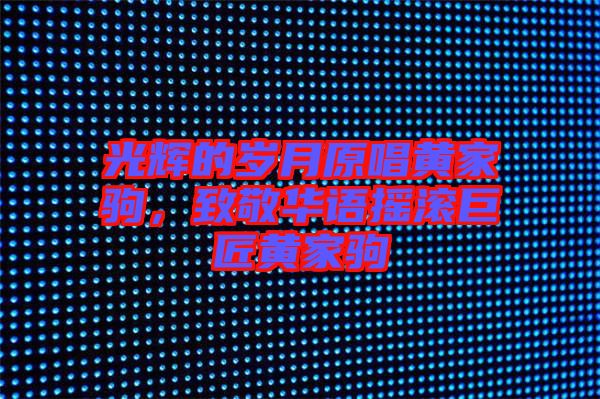 光輝的歲月原唱黃家駒，致敬華語搖滾巨匠黃家駒